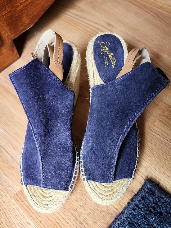 Seychelles Shoes - Seychelles Navy Suede Espadrille Slingback Sandals